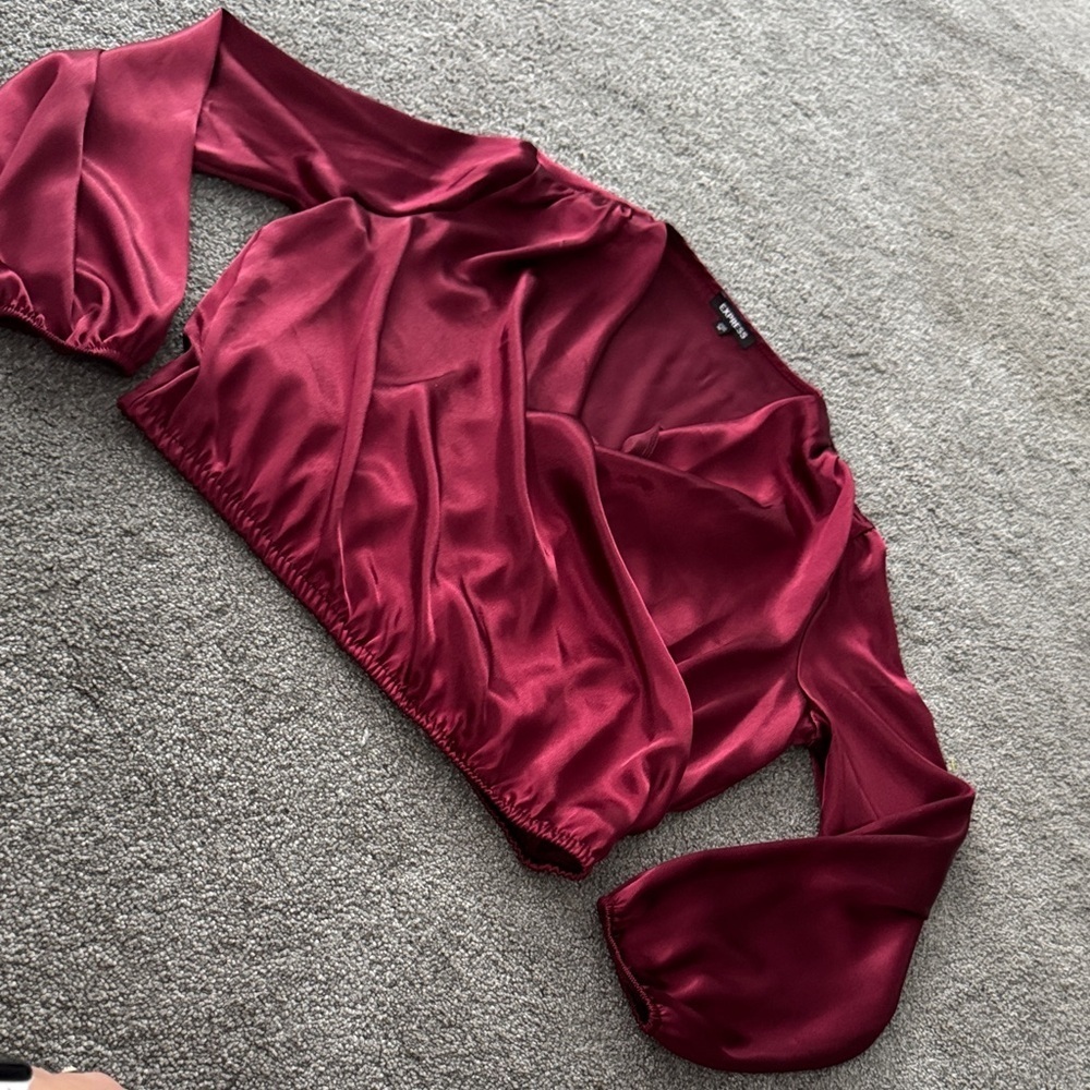 Express Burgundy Satin Blouse